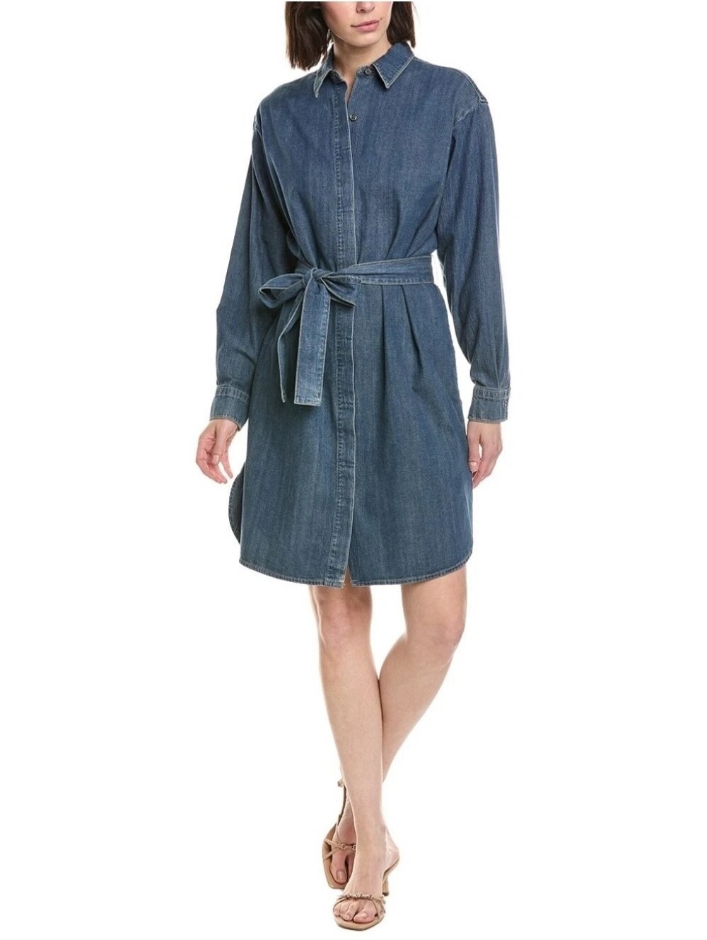 JAMES PERSE Denim Shirt Dress Self-Tie Waist Blue Size 2 / Medium NWT